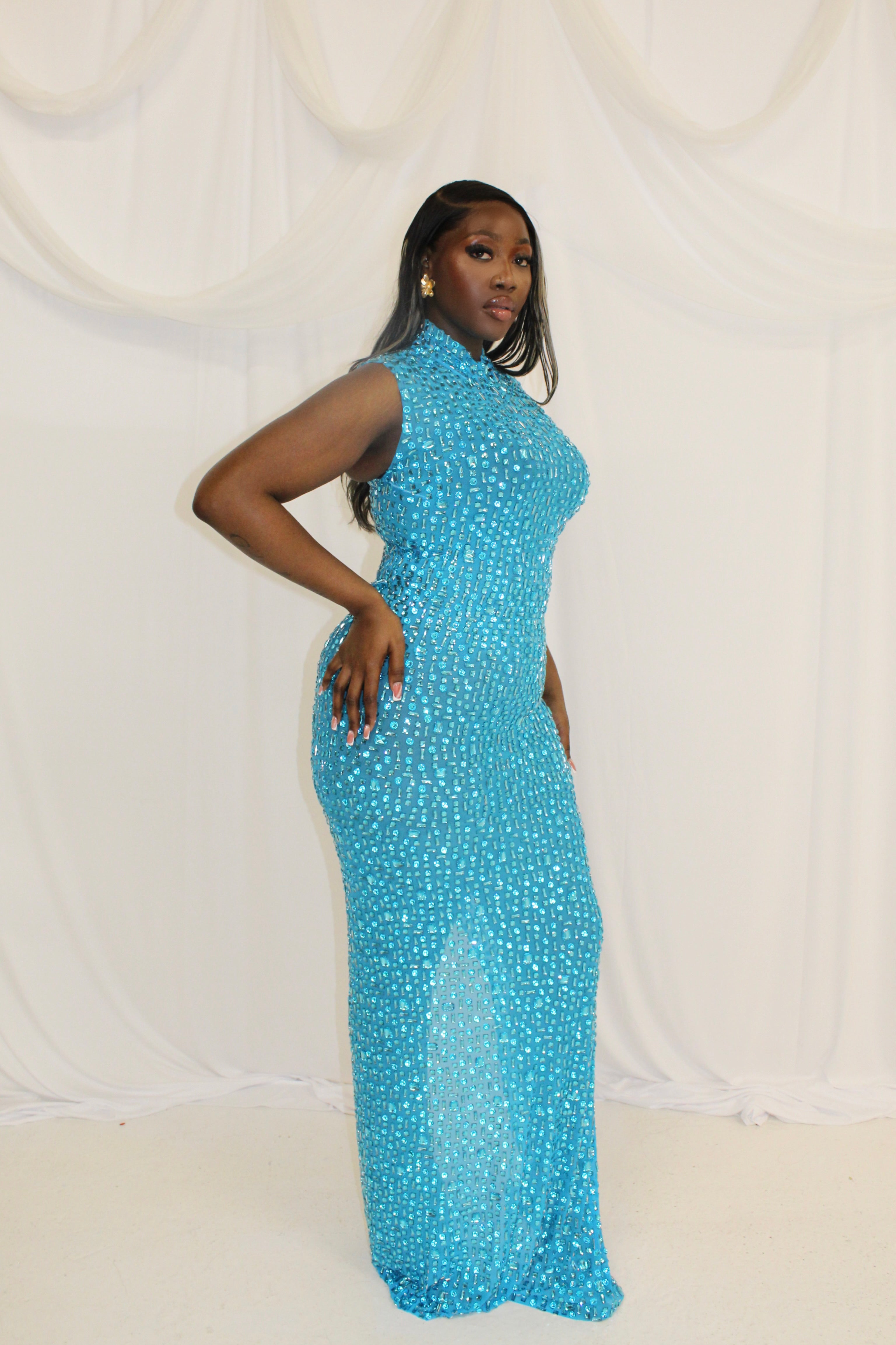 Ruva Dress - Cyan Blue