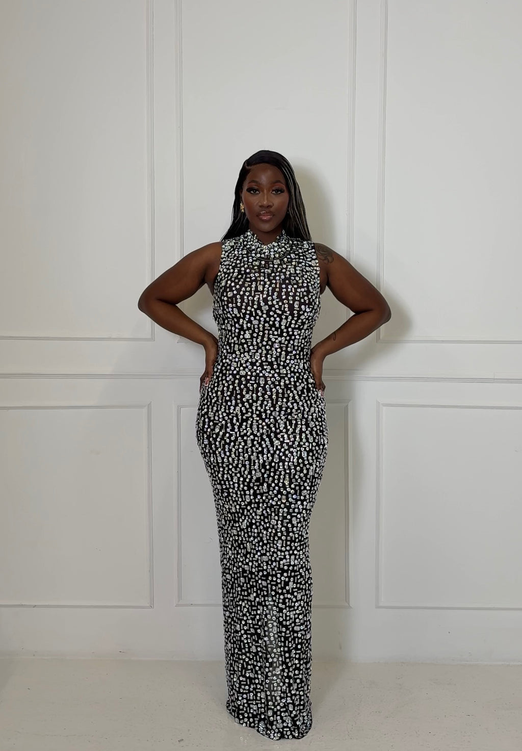 Ruva Dress - Silver/Black