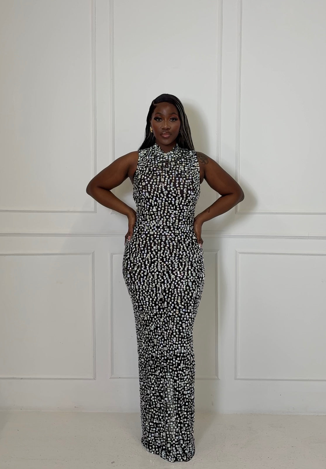 Ruva Dress - Silver/Black