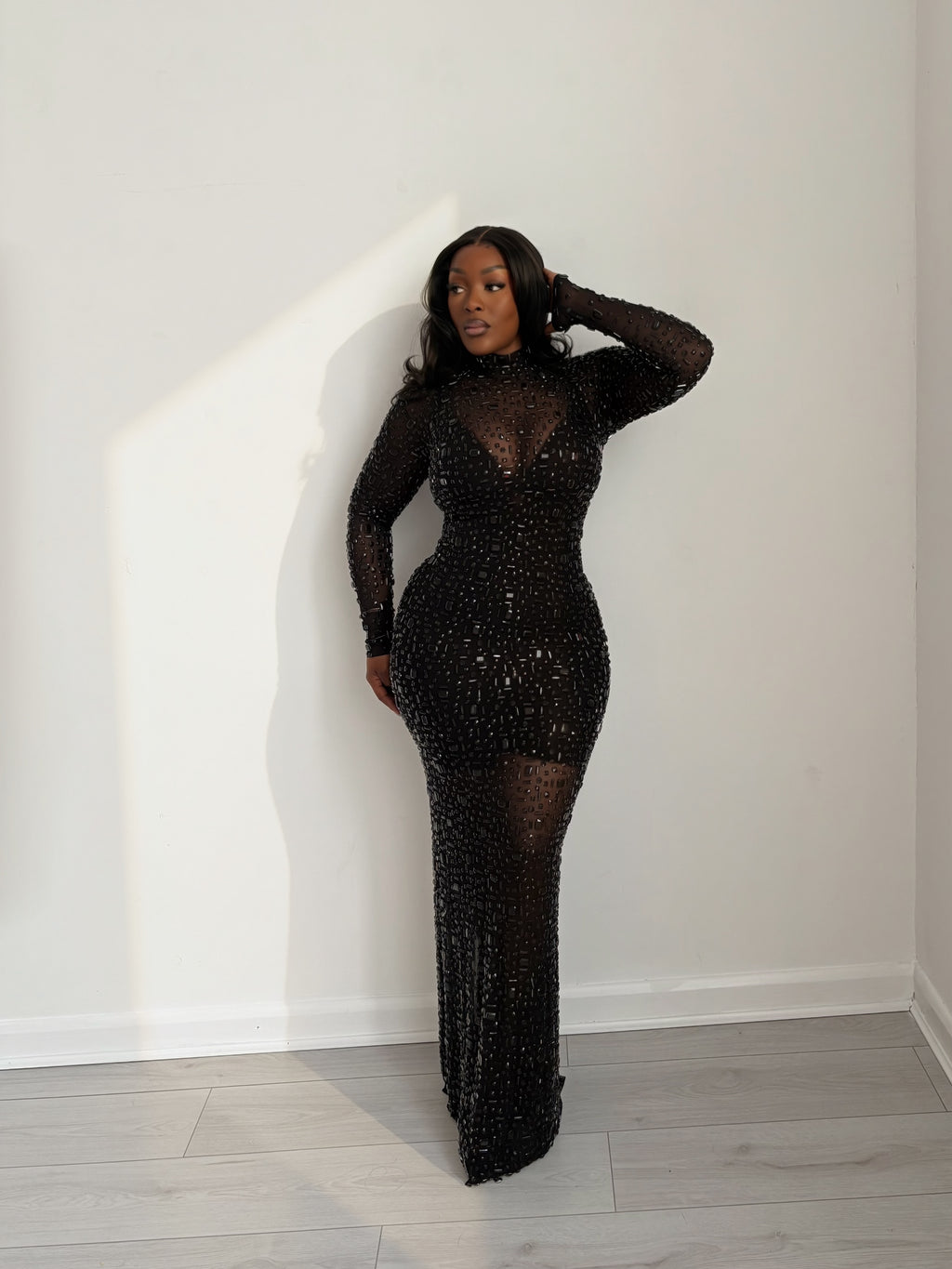 Ruva Long Sleeved Maxi Dress - Midnight Black