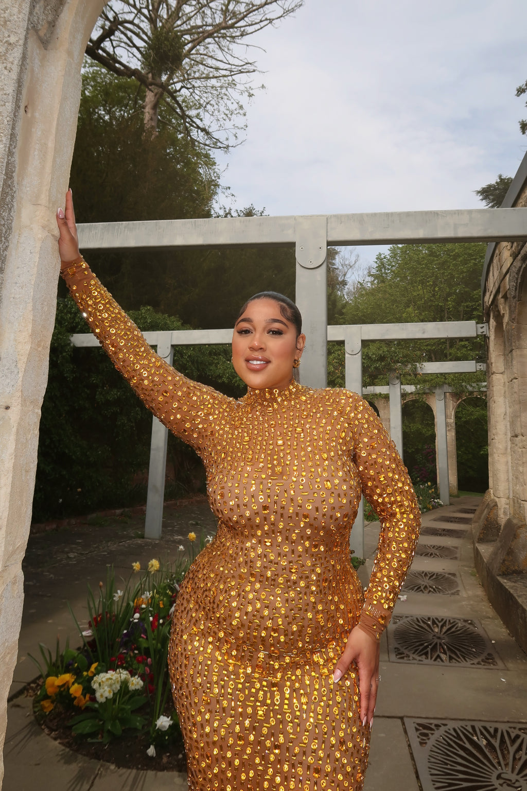 Ruva Long Sleeved Maxi Dress - Gold