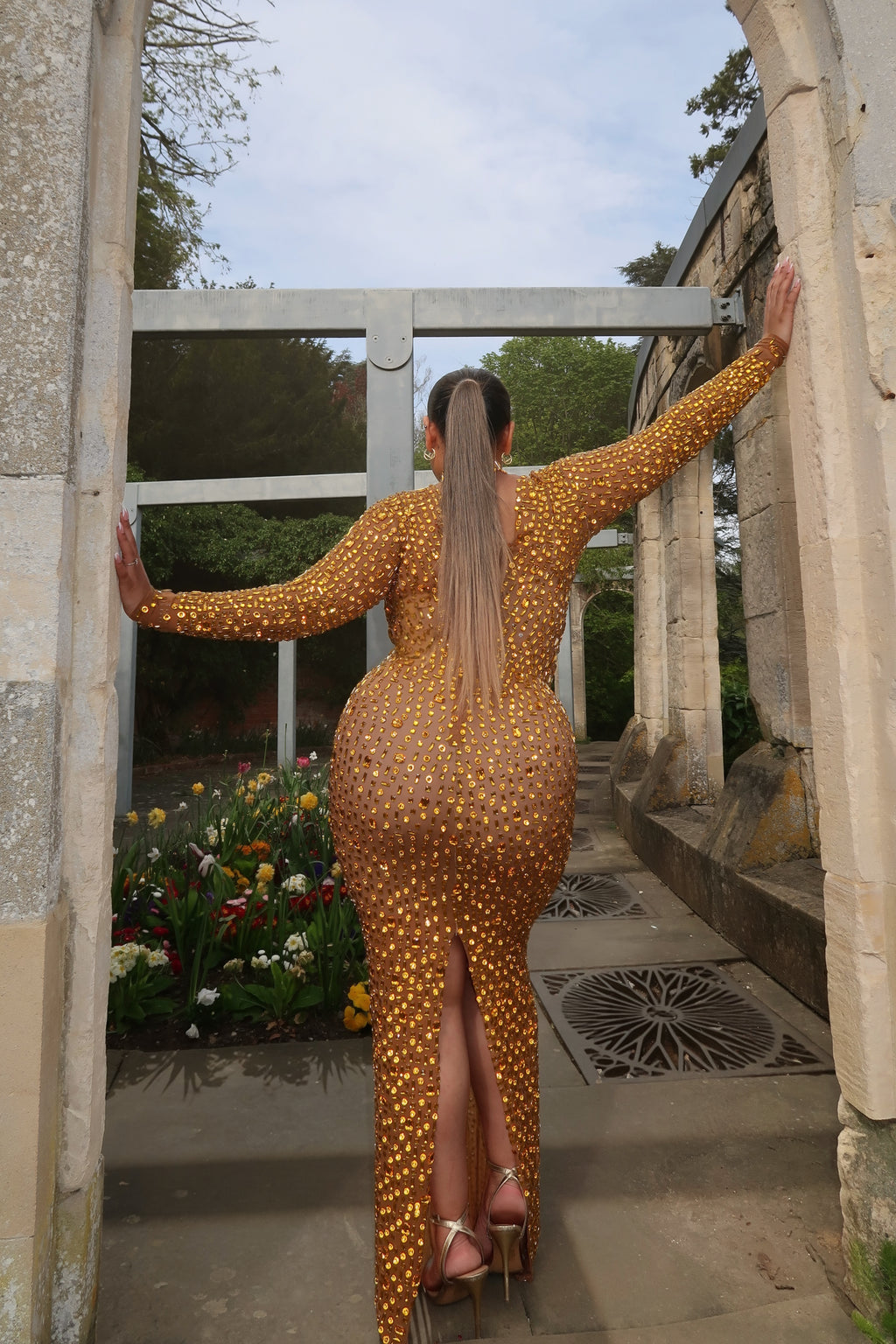 Ruva Long Sleeved Maxi Dress - Gold