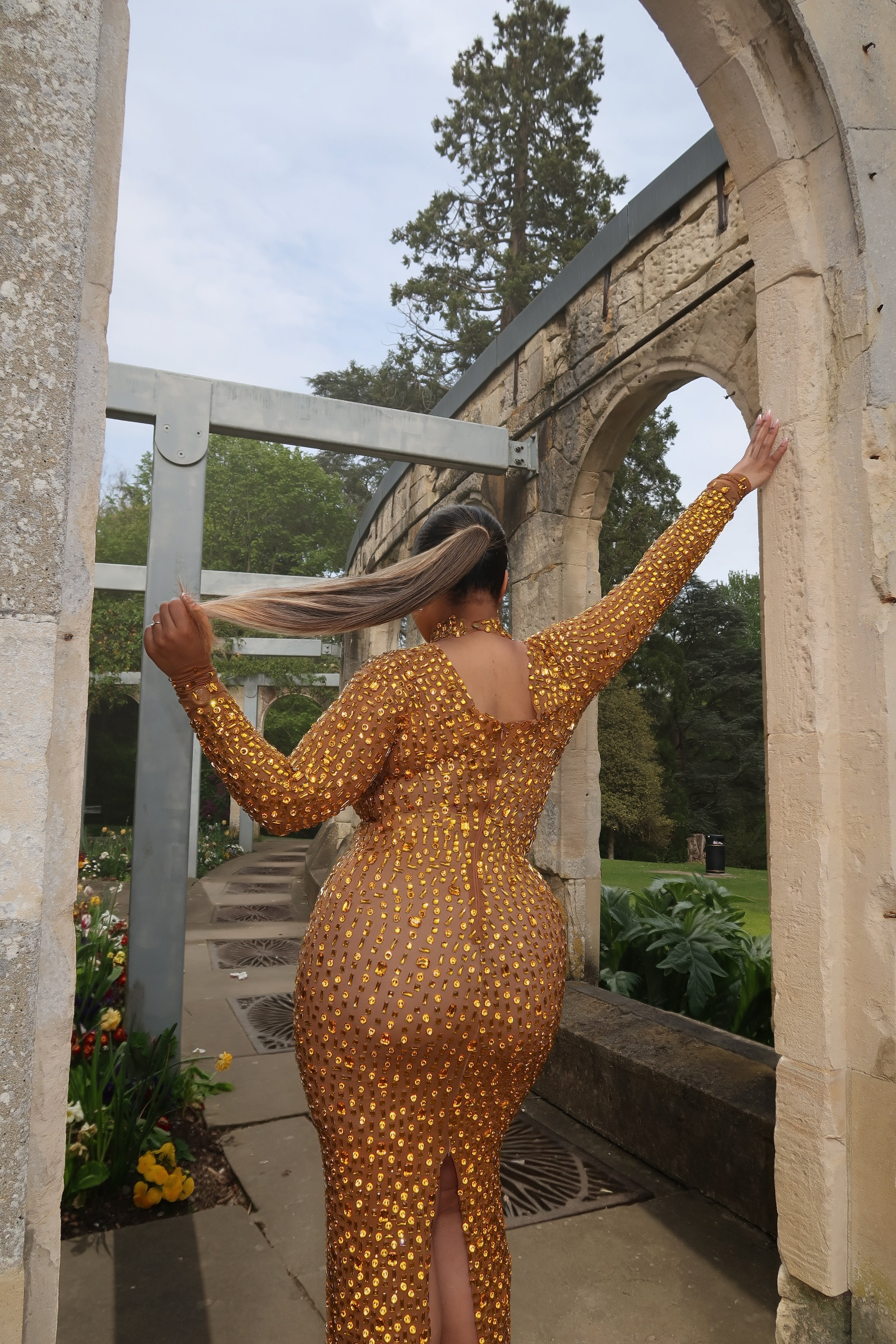 Ruva Long Sleeved Maxi Dress - Gold