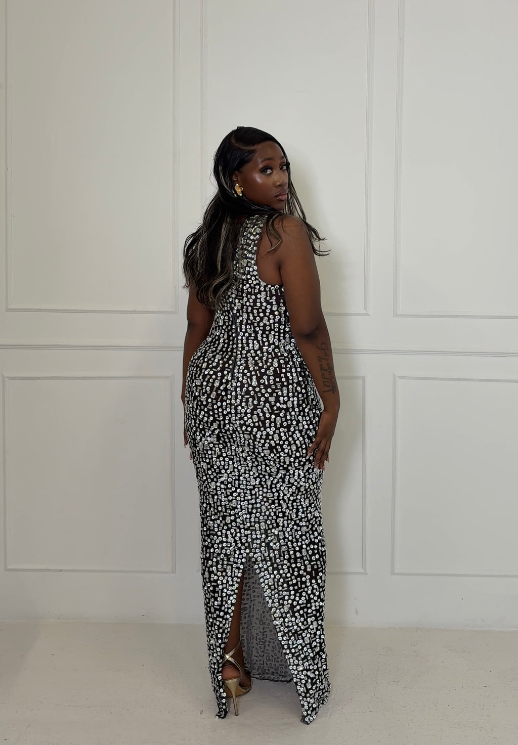 Ruva Dress - Silver/Black